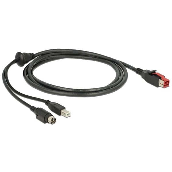 PoweredUSB cable 24 V> USB TypeB + Hosiden MiniDIN 3pin