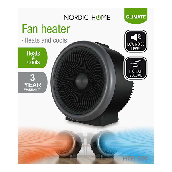 Fan Heater, heating and cooling,2000W, black