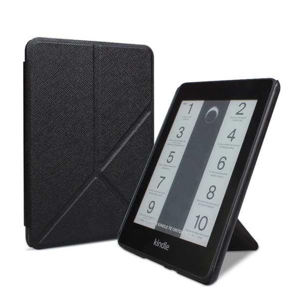 Vikbart PU Läderfodral Kompatibelt med Kindle 2024 & Paperwhite KPW4 - Svart