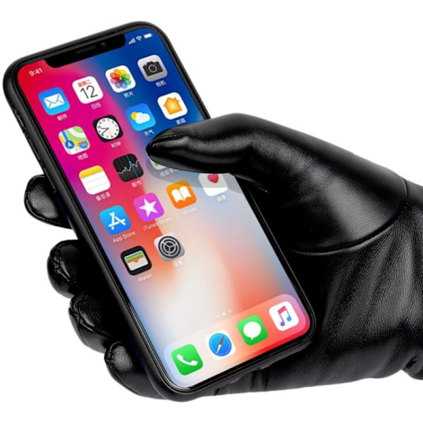 Vinterhandsker i fåreskind til kvinder - Touchscreen & Varme Sort M
