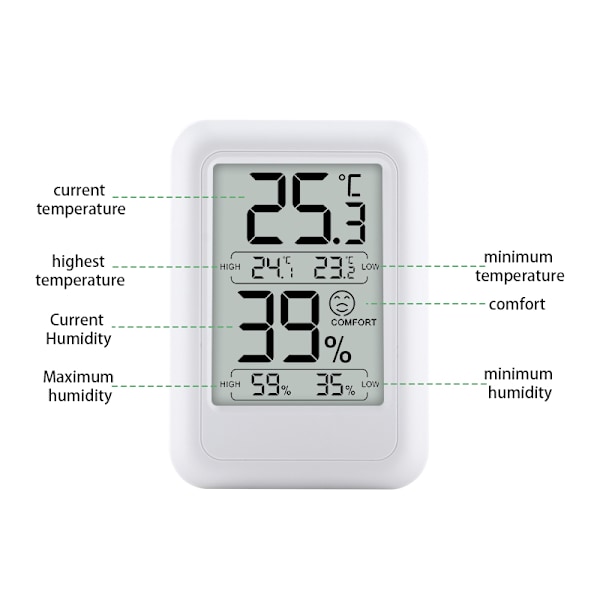 TS-FT0400 Inomhustermometer Hygrometer med Komfortnivå
