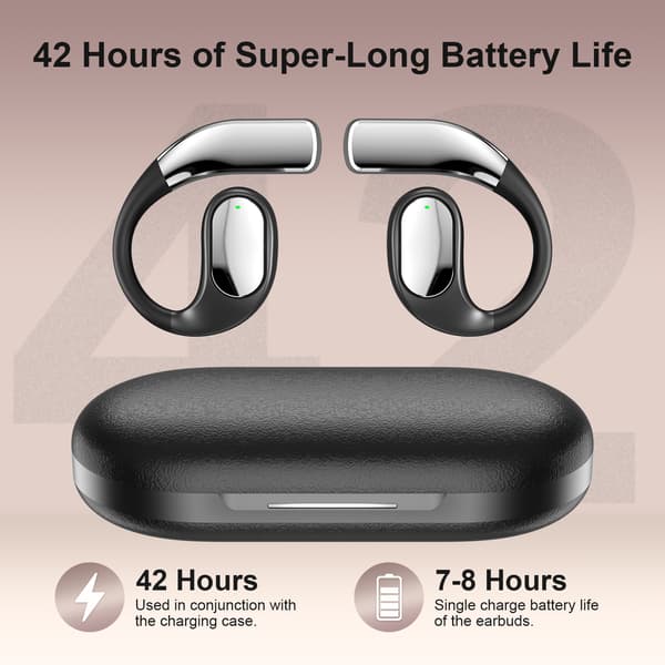 SP39 Elektropletterede Bluetooth-øretelefoner - Åbent øredesign Black Black