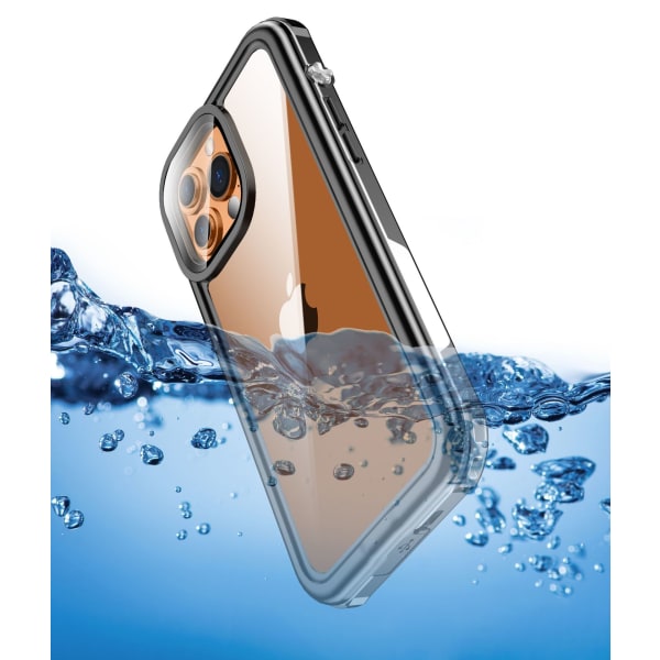 iPhone 13/13 Pro vattentätt fodral svart/grå/transparent