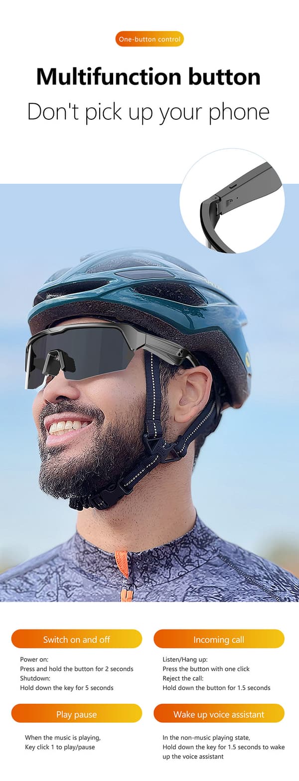 Udendørs Cykling Sports Bluetooth Briller - Sølv