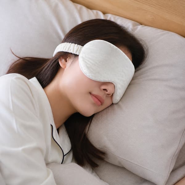 Dubbelsidig rutmönstrad jacquard-sovmask med stark ljusblockering för resor och vila White White