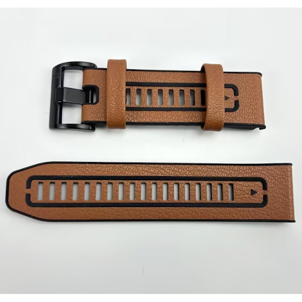 Läderklockarmband för Garmin Fenix 7 Pro/7X Brun 26 mm