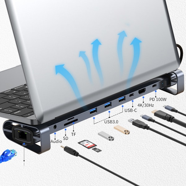 10-in-1 USB-C -keskitin: Laajenna kannettavasi potentiaalia