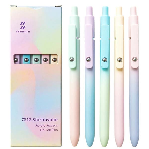 5-pack Aurora Gradient Infällbara Gelpennor - 0,7 mm Fin Spets för Smidig Skrift