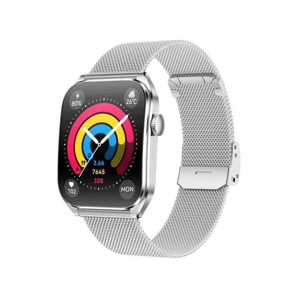 Multifunktionell Smartwatch med AMOLED-skärm, Bluetooth-samtal och Hälsoövervakning Silver Silver