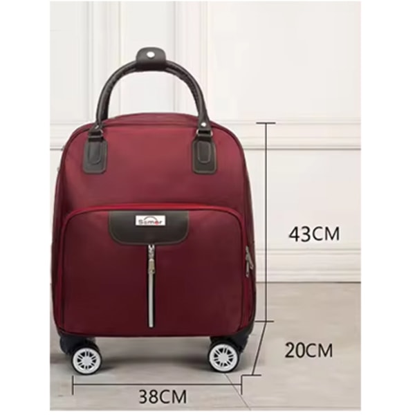 Resväska på hjul, handbagage med hjul Mörkröd