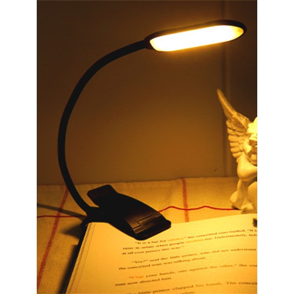 INF Boglampe med 3 lysfarver og lysdæmper / Genopladelig læselam