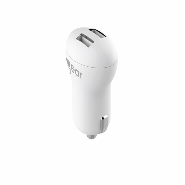 Laddare 12-24V 2xUSB 2,4A Vit MicroUSB Kabel Rund 1m