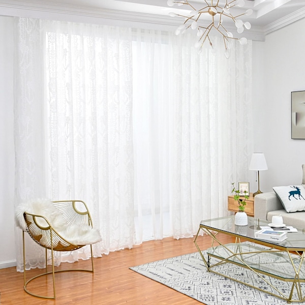 Hvidt Voile Gardin til Stue & Balkon M