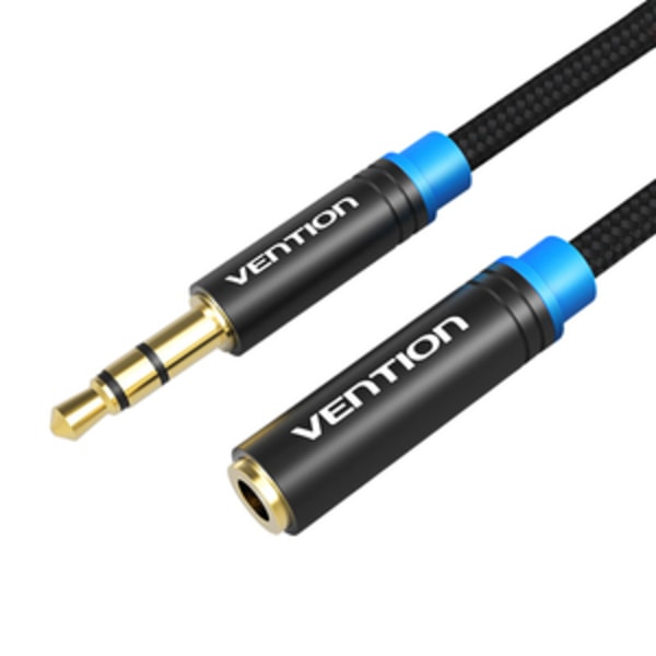 Kabel Audio flettet 3,5 mm han-hun Vention VAB-B06-B150-M 1,5m Sort