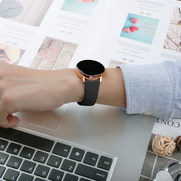 Silikonarmband för Samsung Galaxy Watch Active Svart 20 mm