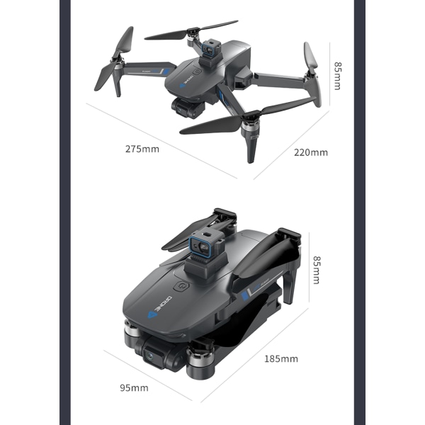 INF Taitettava 4K drone kaksoiskameralla esteiden välttämiseksi Musta