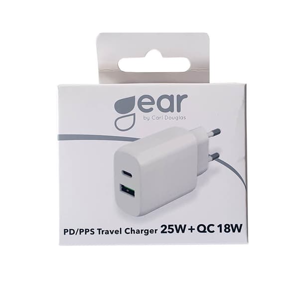 Charger 220V 1xUSB-C + 1xUSB-A PD/PPS 25W  + 18W QC White