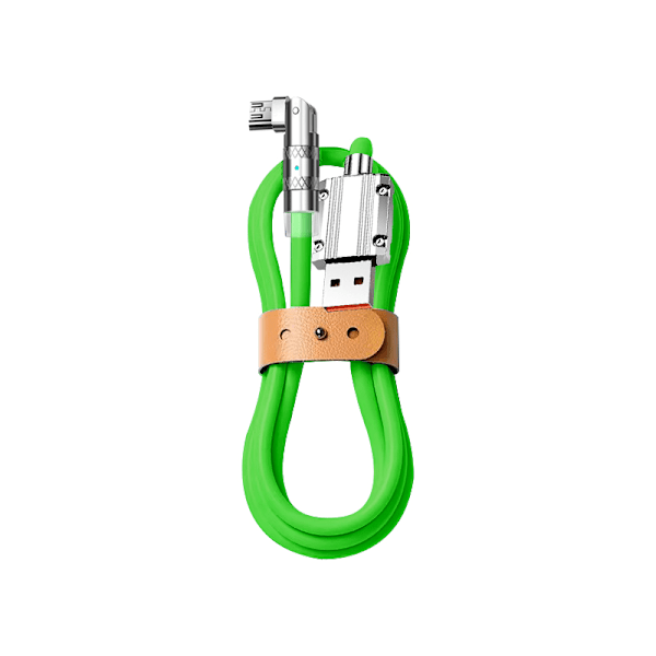 120W flydende silikone 90° rotation hurtigopladningskabel med USB-mikroport 1,2 m Grøn