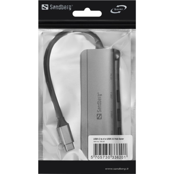 USB-C to 4 x USB 3.0 Hub SAVER, Silver