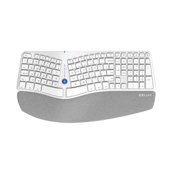 Trådlöst ergonomiskt tangentbord Delux GM901D BT+2.4G (vit)