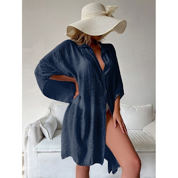 Stilfuld Cardigan Cover-Up i Bomuldsblanding Blå