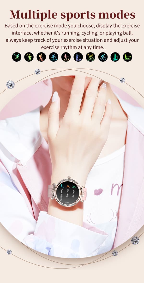 Smartklocka med Pulsmätare, Sömnmonitor, Stegräknare Pink Pink