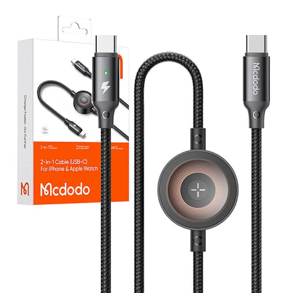 Mcdodo CA-2580 2-i-1 USB-C-kabel + Apple Watch-laddare, 60W, 1,5 m