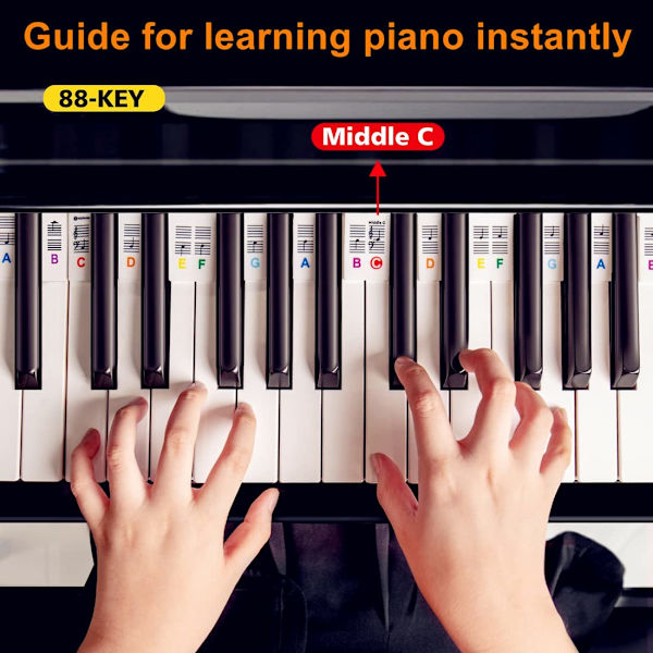 Aftageligt lysende klaver keyboard Note Label 88 Key Hvid