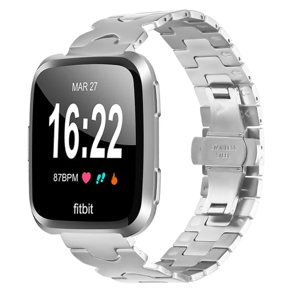 Stilrent armband i rostfritt stål för Fitbit Versa/Lite/Versa 2 Silver Silver
