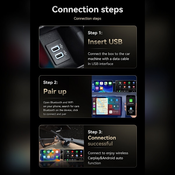 Smart Carplay & Android Auto Trådlös Adapter Box - 2-i-1 USB-dongel för Sömlös Smartphone Integration Silver Silver