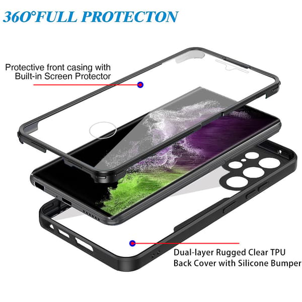 360° TPU-kotelo Samsungille Black Samsung S21 FE Black
