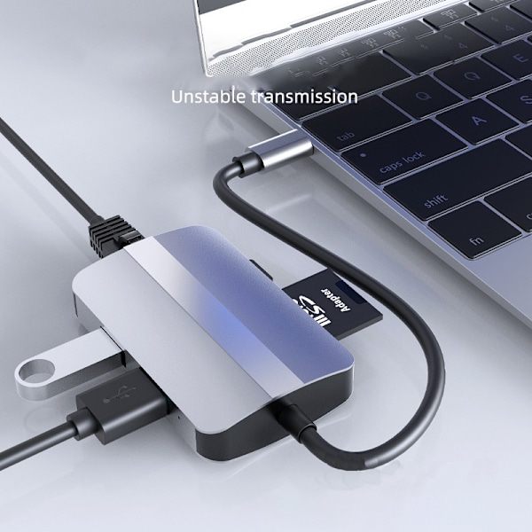 5-i-1 USB-C Hub med Ethernet, SD/TF-kortlæser