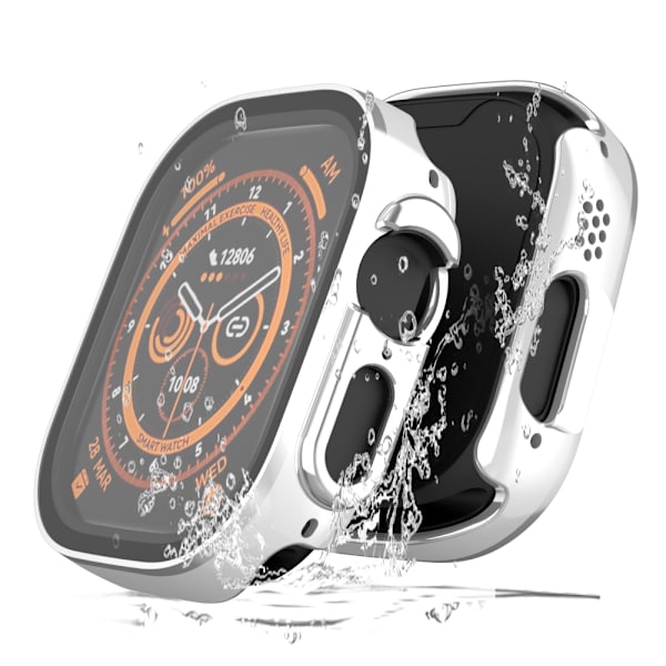 Cover+Screen Protector Film för Apple Watch 9/8/7 45mm Silver