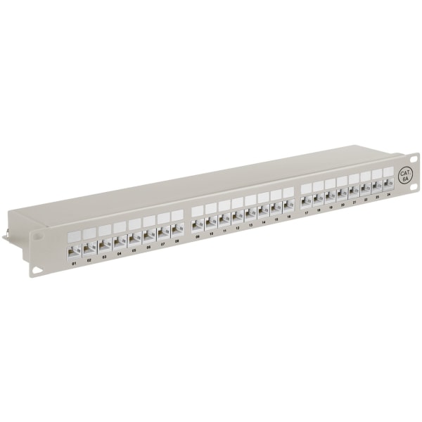 CAT 6a 19 tommer (48,3 cm) patch-panel, 24 porte (1 HE)