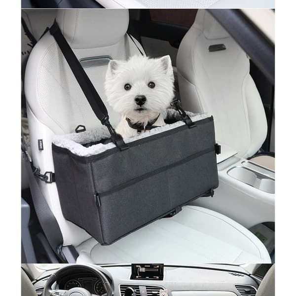 Midterkonsol Hundeseng til Bil - Komfortabel og Sikker Autostol til Kæledyr, Ideel til Små Hunde og Katte Black Black