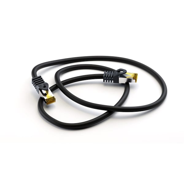 RJ45 patchkabel S/FTP (PiMF), 500 MHz, med CAT 7 råkabel, svart, 5 m