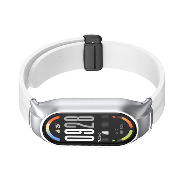 Silikonestrop kompatibel med Xiaomi Mi Band 9 Ceramic Edition med magnetisk foldelås til daglig brug White White