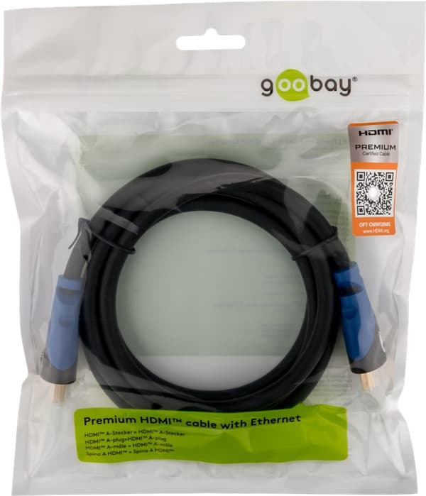 Premium højhastigheds HDMI™-kabel med Ethernet, certificeret