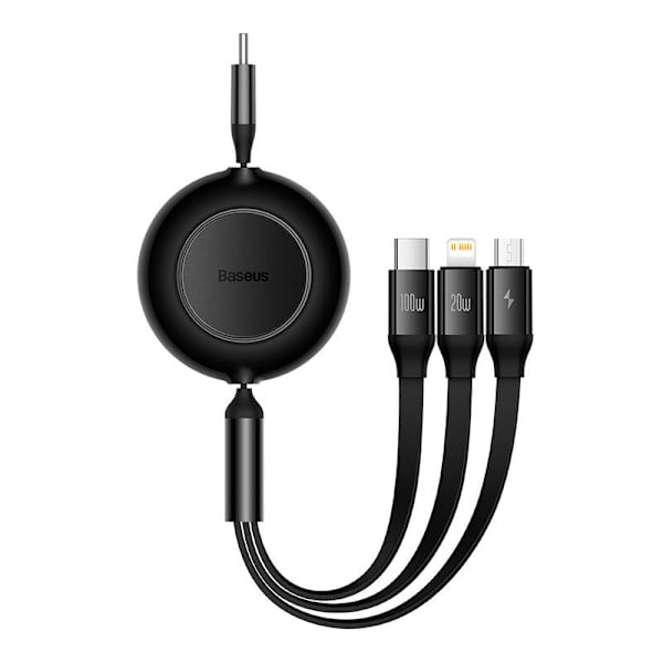 Baseus Bright Mirror 4, USB-C 3-i-1-kabel för micro USB / USB-C / Lightning 100W / 3,5A 1,1m (svart)