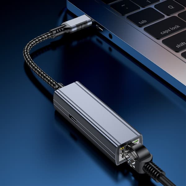 USB-C til Gigabit Ethernet-adapter kompatibel med MacBook, 100 W PD og RJ45-netværk