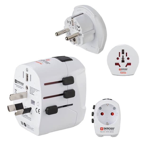 Rejseadapter Verden Pro Light USB 3-ben