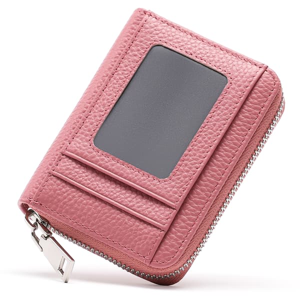 RFID-blokerende læderkortholder med harmonikadesign Pink Pink