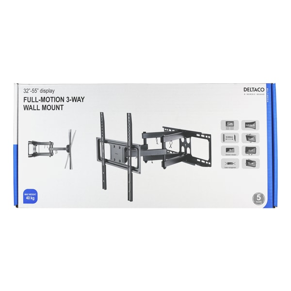 Full motion 3-way wall mount for monitor/tv, 32"-55", tilt