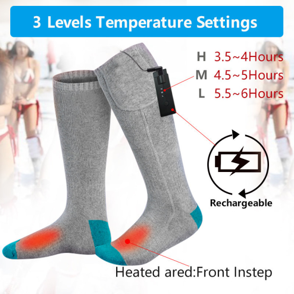 INF Opvarmede sokker/Batteriopvarmede sokker Grå/blå Grå+blå M