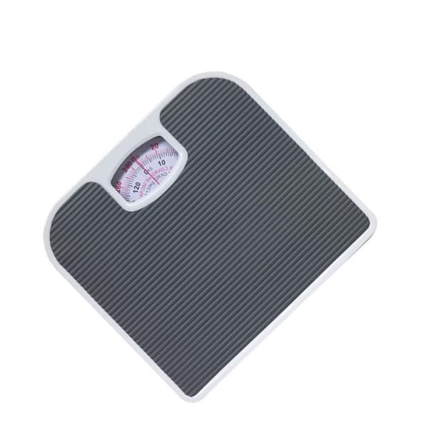 Mechanical Bathroom Scale with Dual Scale Analog Dial and Non-Slip Leather Surface 130kg Capacity Gray Gray