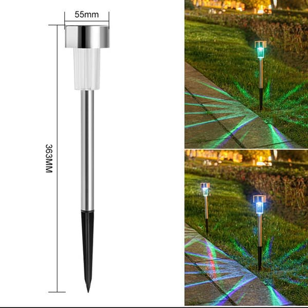 Solcellehavelamper i rustfrit stål - 5,5 cm farveskiftende (10-pak) - Perfekt til haver, stier og camping