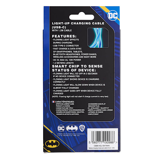USB A till C Light-Up 1,2m Bat Logo