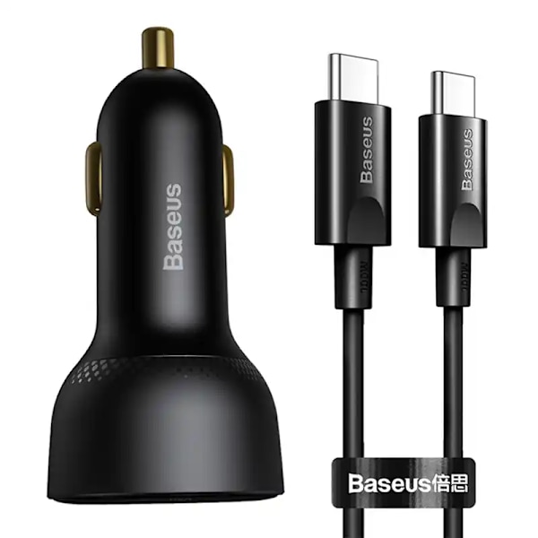 Billaddare Baseus Superme, USB, USB-C, 100W + USB-C-kabel (svart)