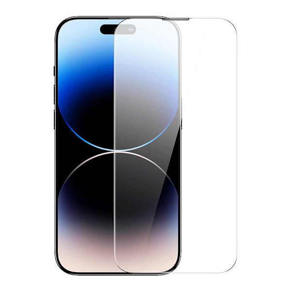 Karkaistu lasi Baseus Corning iPhone 14 Prolle sisäänrakennetulla pölysuodattimella