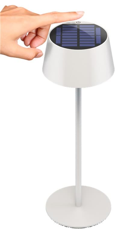 Trådlös LED-bordslampa med solcell, vit